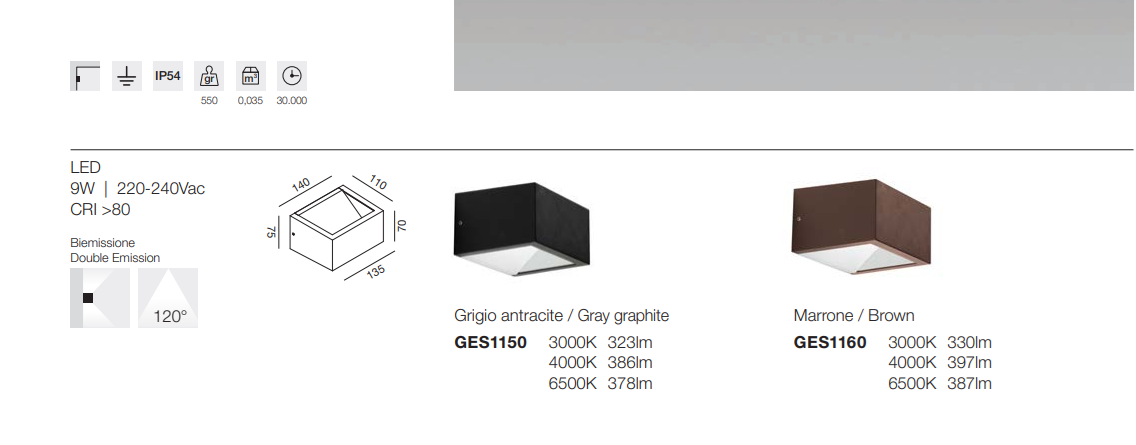 GEALUCE Applique in alluminio antracite-marrone IP54 LED CCT GEALUCE Applique in alluminio antracite-marrone IP54 LED CCT